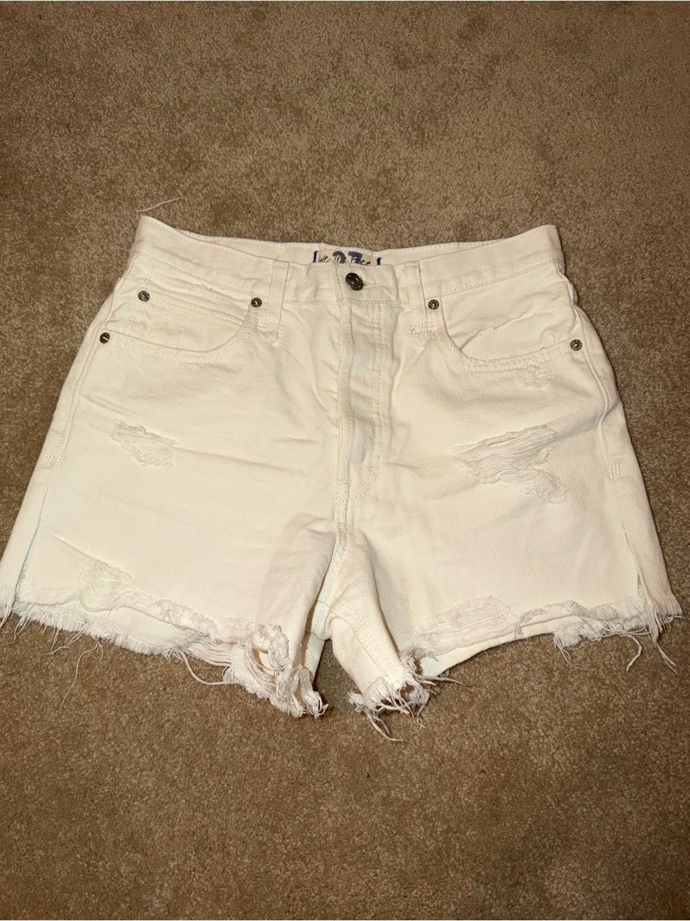 Free People White Distressed Denim Cutoff Shorts
